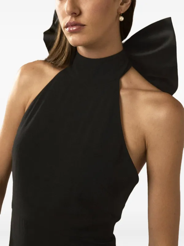 Nicole Miller bow-detail Halterneck Dress | Black | FARFETCH