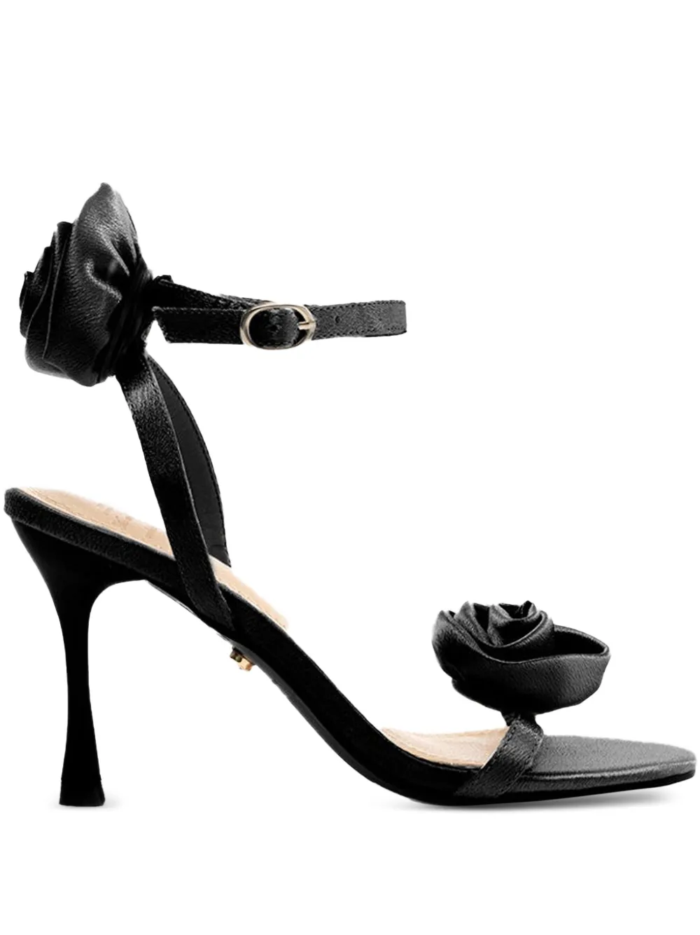 TWENTY FOURHAITCH Calcutta rose-embellished heeled sandals Black