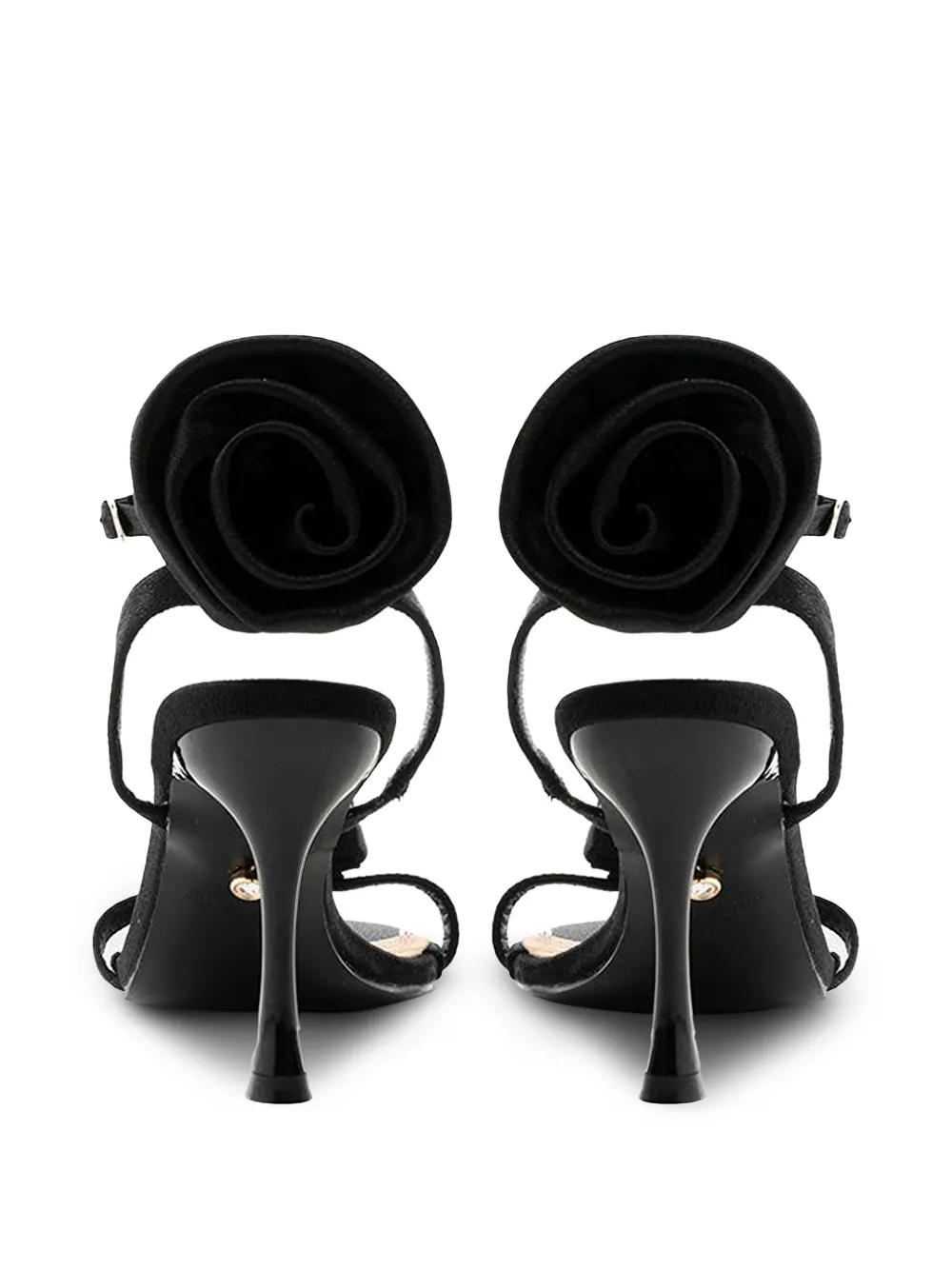 TWENTY FOURHAITCH Calcutta rose-embellished heeled sandals Black