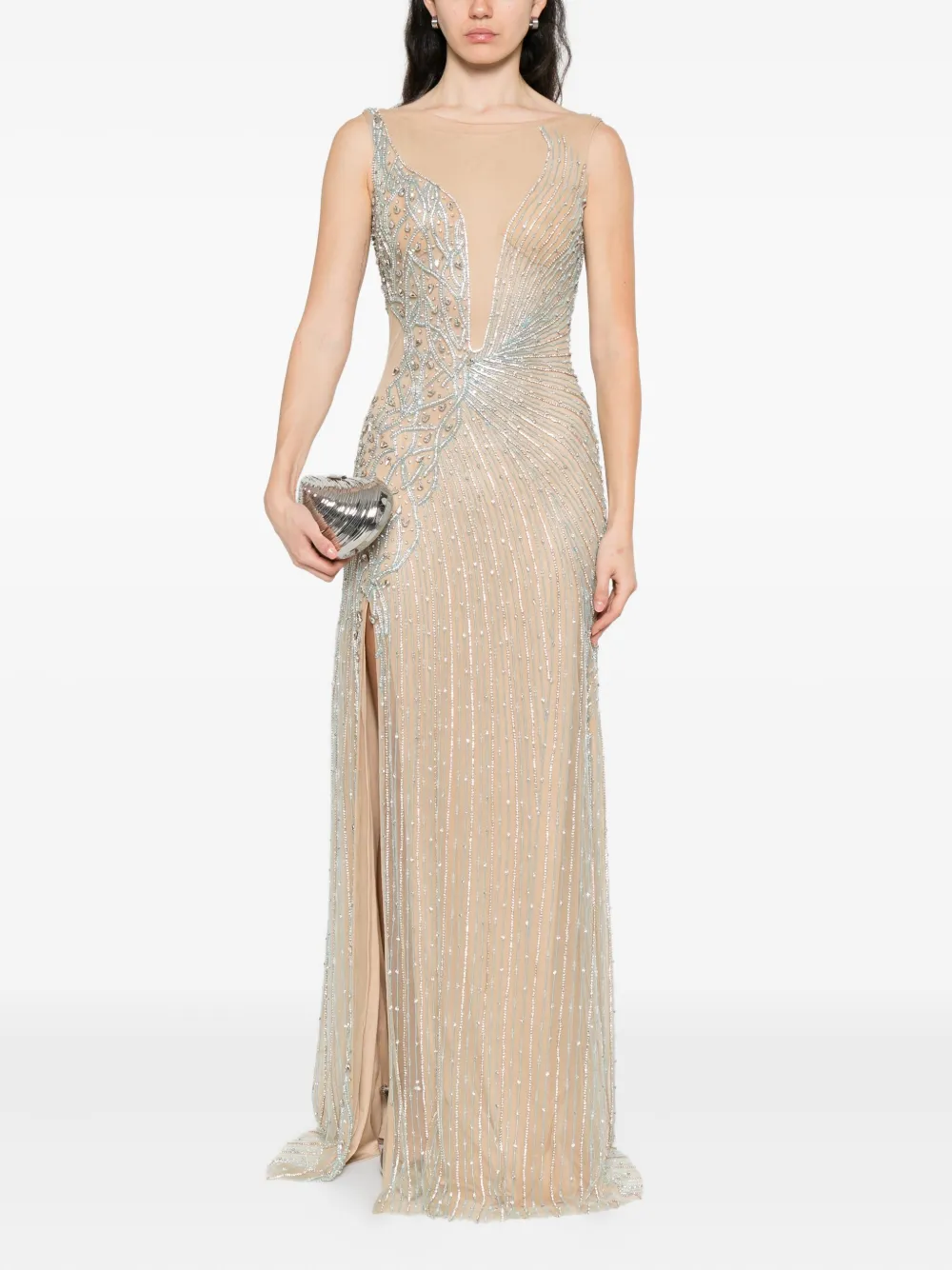 Holland & Holland embellished round-neck maxi dress - Beige
