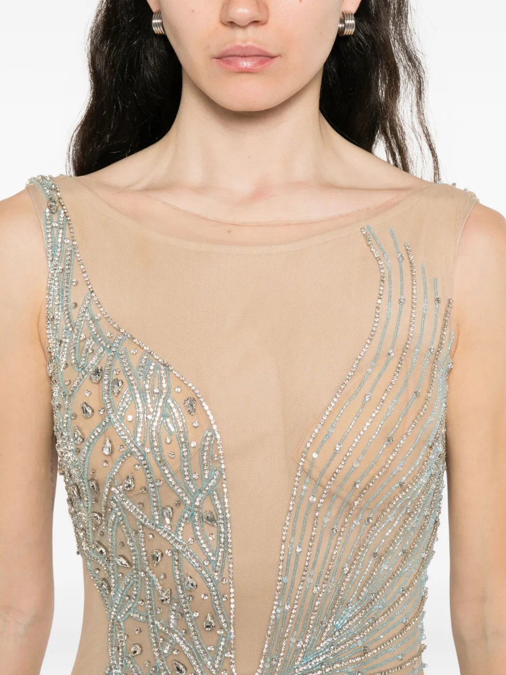 Holland & Holland Embellished Round-neck Maxi Dress In Neutral