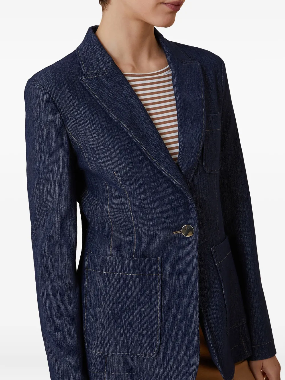 Pennyblack Single-breasted Denim Blazer In Blue