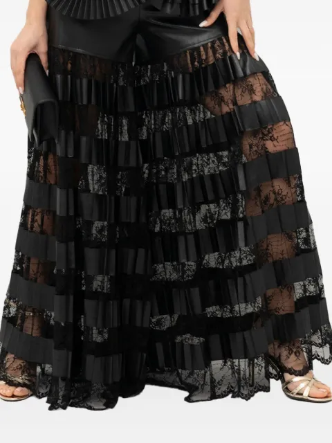 Babylone Paris leather lace-insert trousers