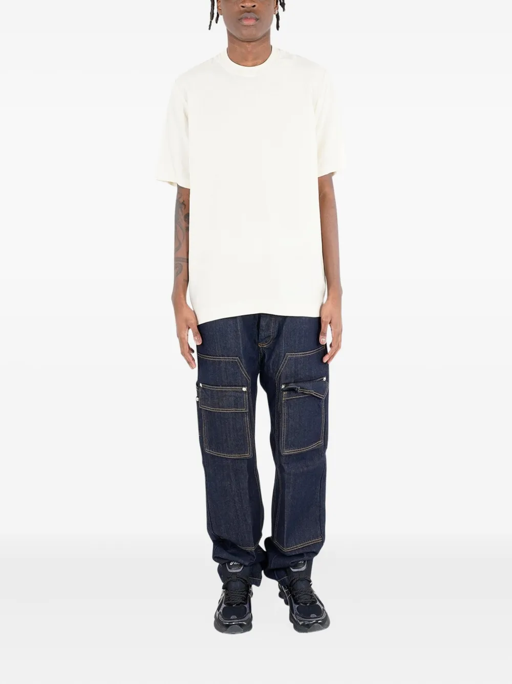 YES LONDON Jeans met contrasterend stiksel en cargo zak - Blauw