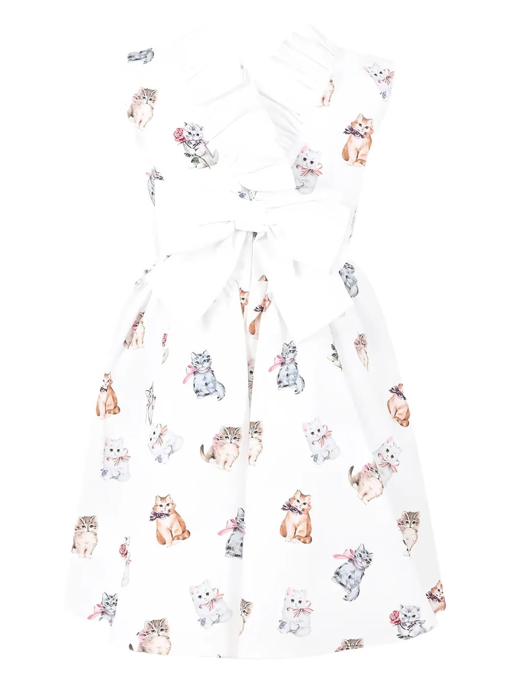 Vivetta Kids Jurk met ruches en kittens Wit