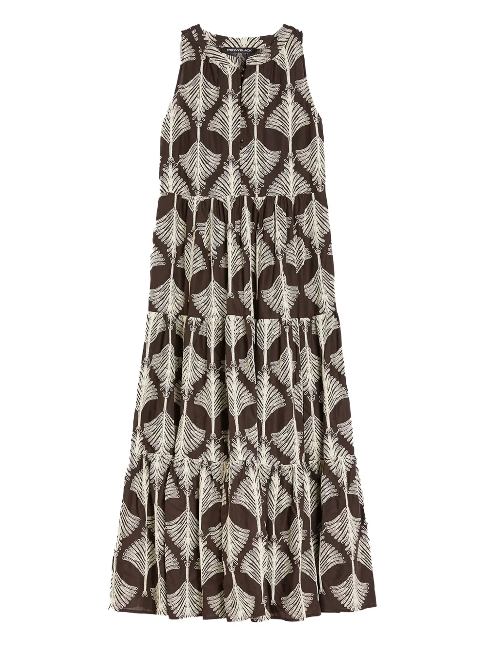 Pennyblack  tiered cotton midi dress | Brown | Image 1