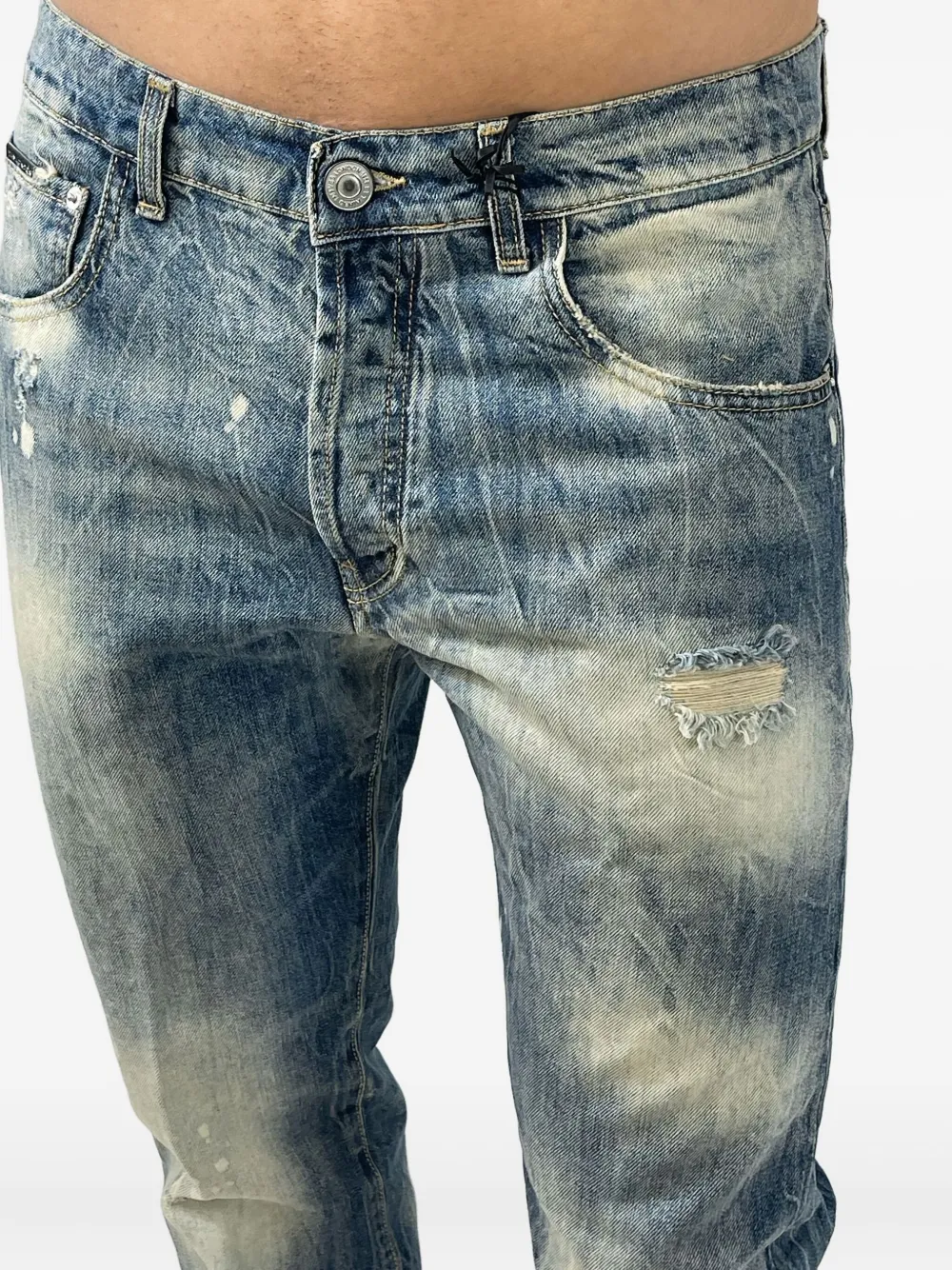YES LONDON Gerafelde jeans met franje Blauw