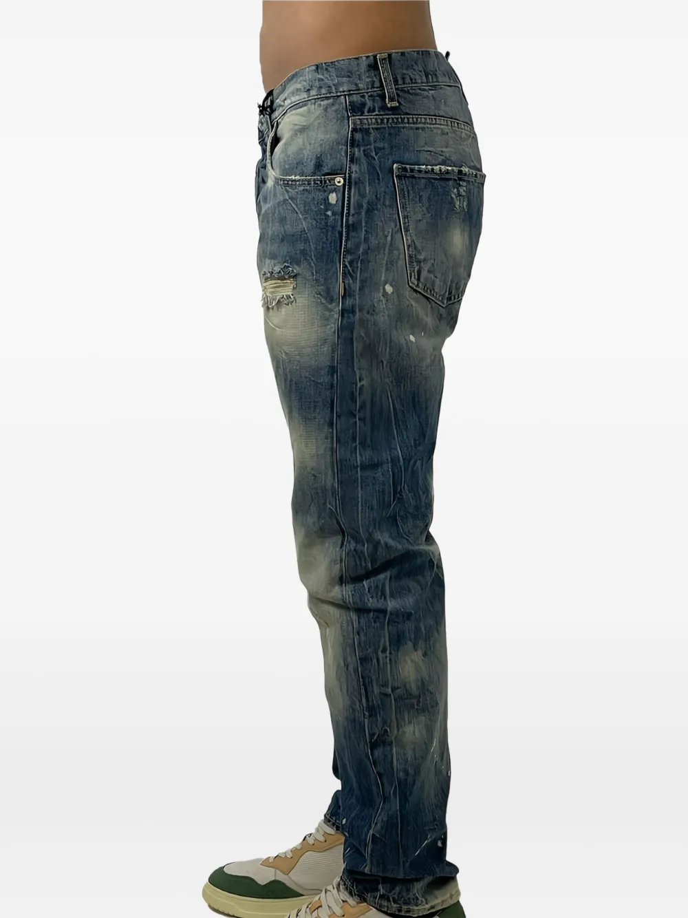 YES LONDON Gerafelde jeans met franje Blauw