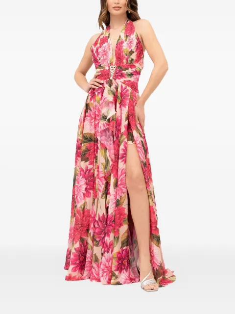 Babylone Paris floral-print halter-neck dress