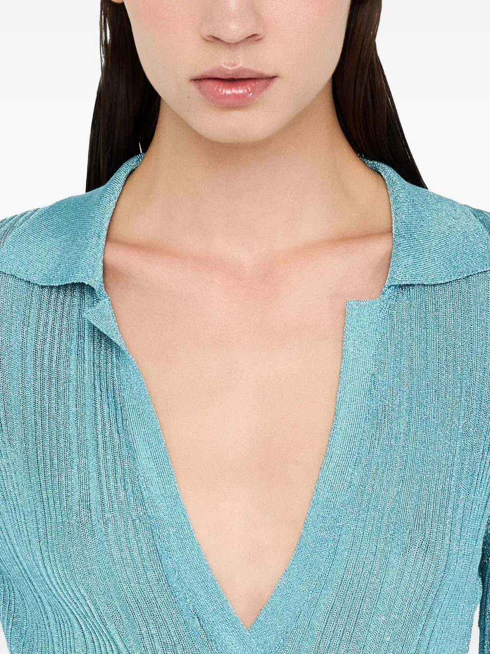 LIU JO ribbed V-neck sweater Blauw