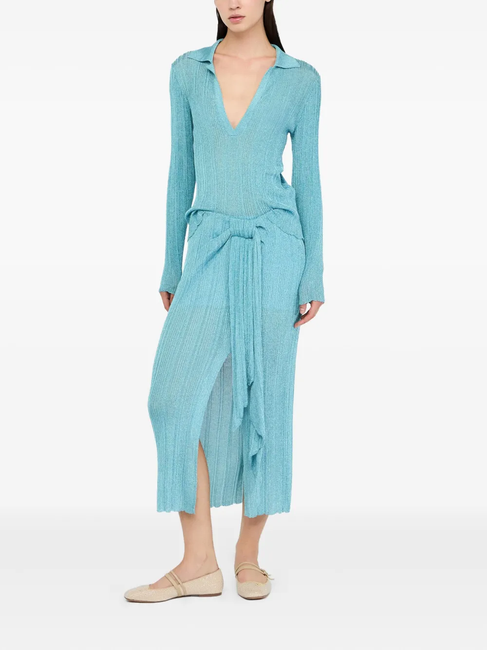 LIU JO ribbed V-neck sweater Blauw