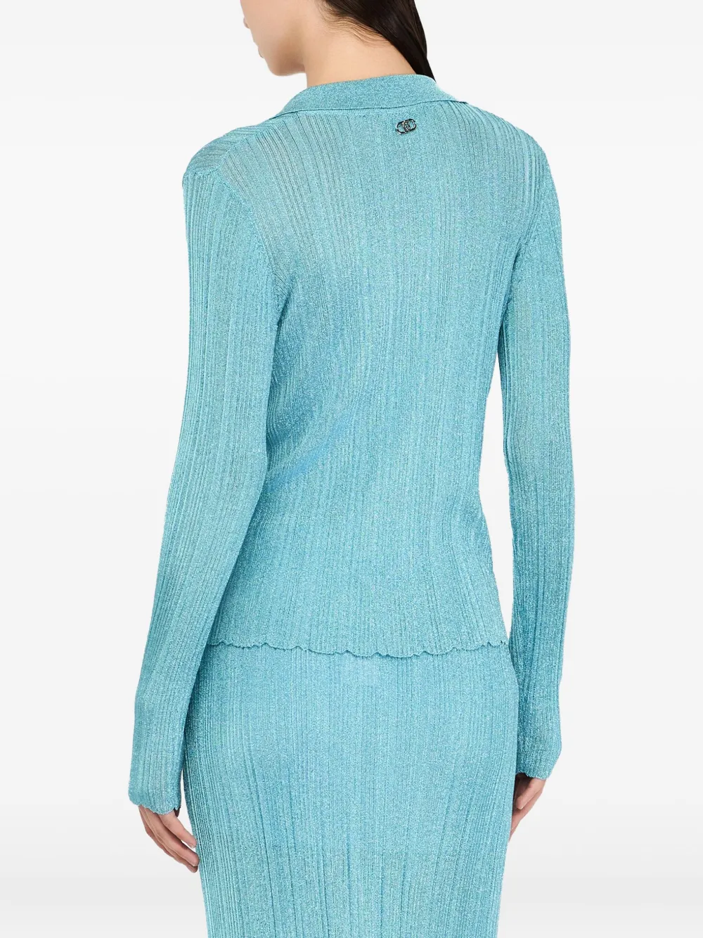 LIU JO ribbed V-neck sweater Blauw