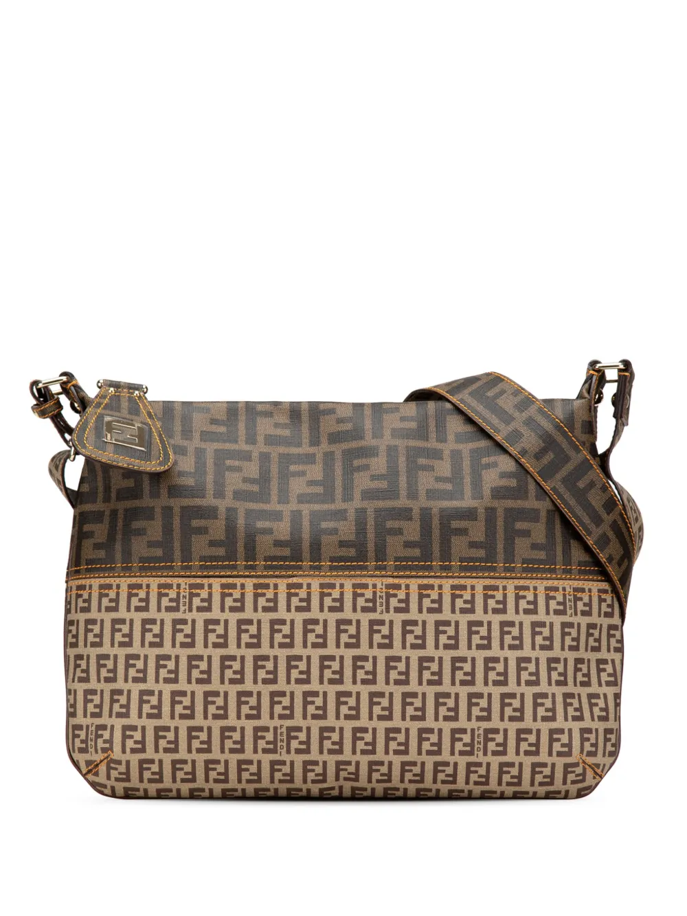 Pre-owned Fendi 2000-2010 Zucca And Zucchino Coated Canvas Crossbody Bag