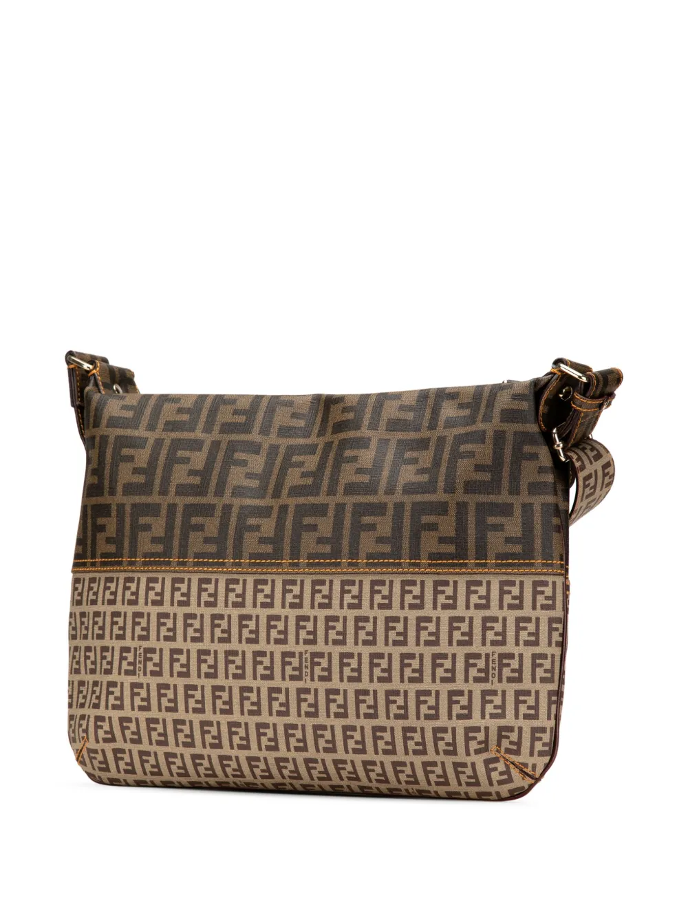 Pre-owned Fendi 2000-2010 Zucca And Zucchino Coated Canvas Crossbody Bag