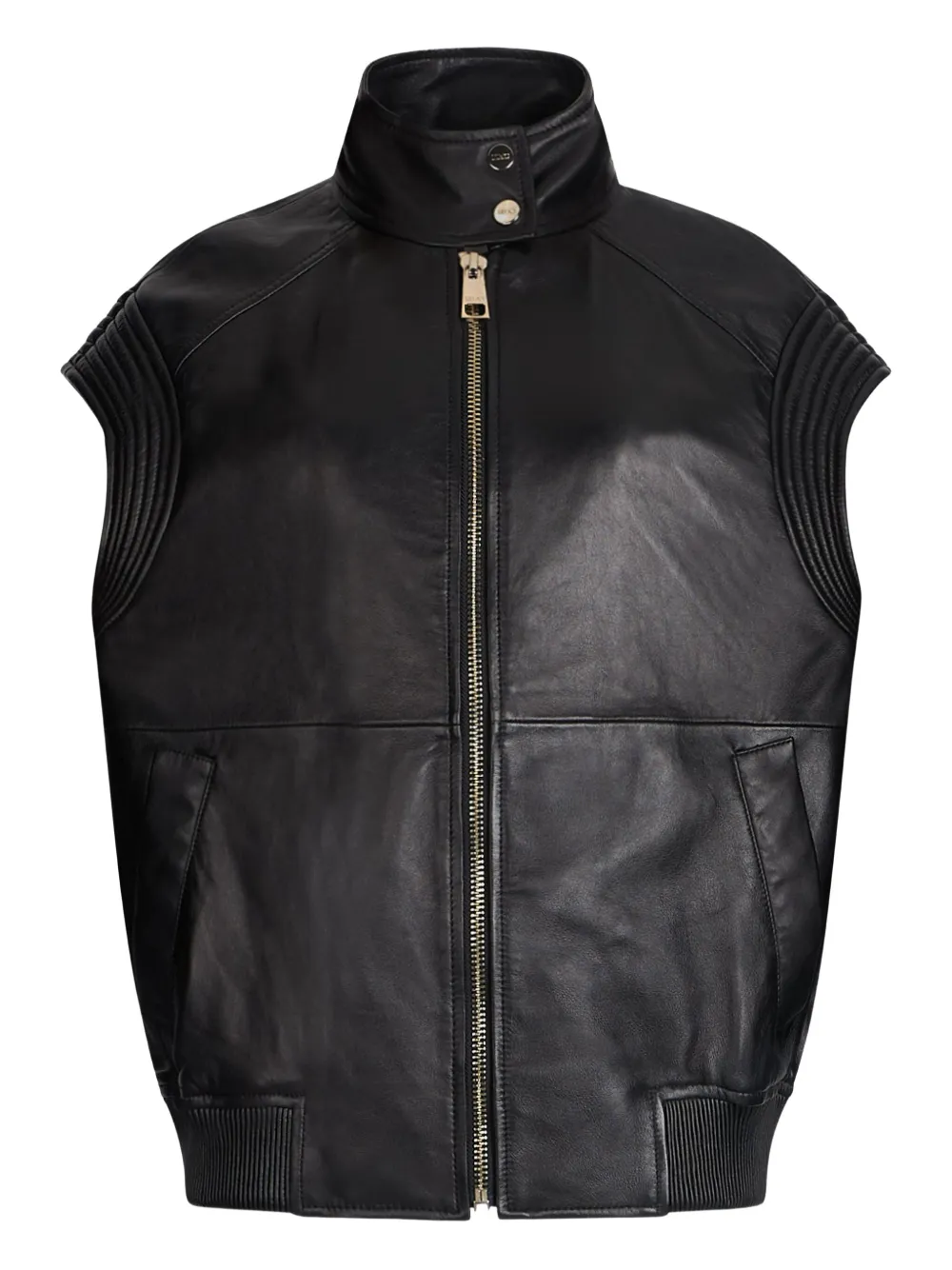 LIU JO oversized leather gilet | Black | Image 1