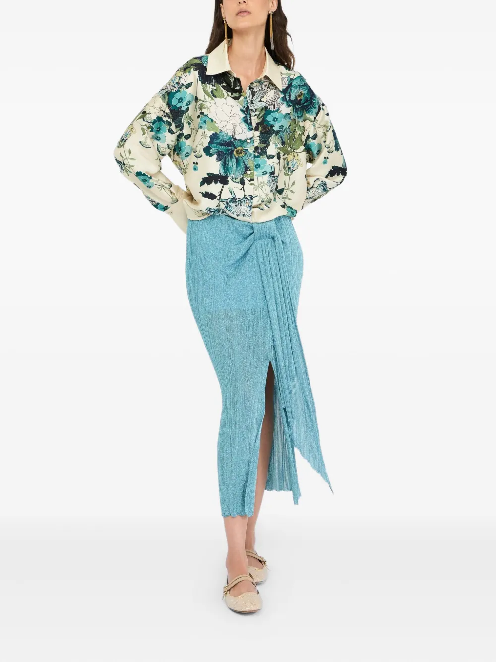 LIU JO Lurex knit skirt - Blauw