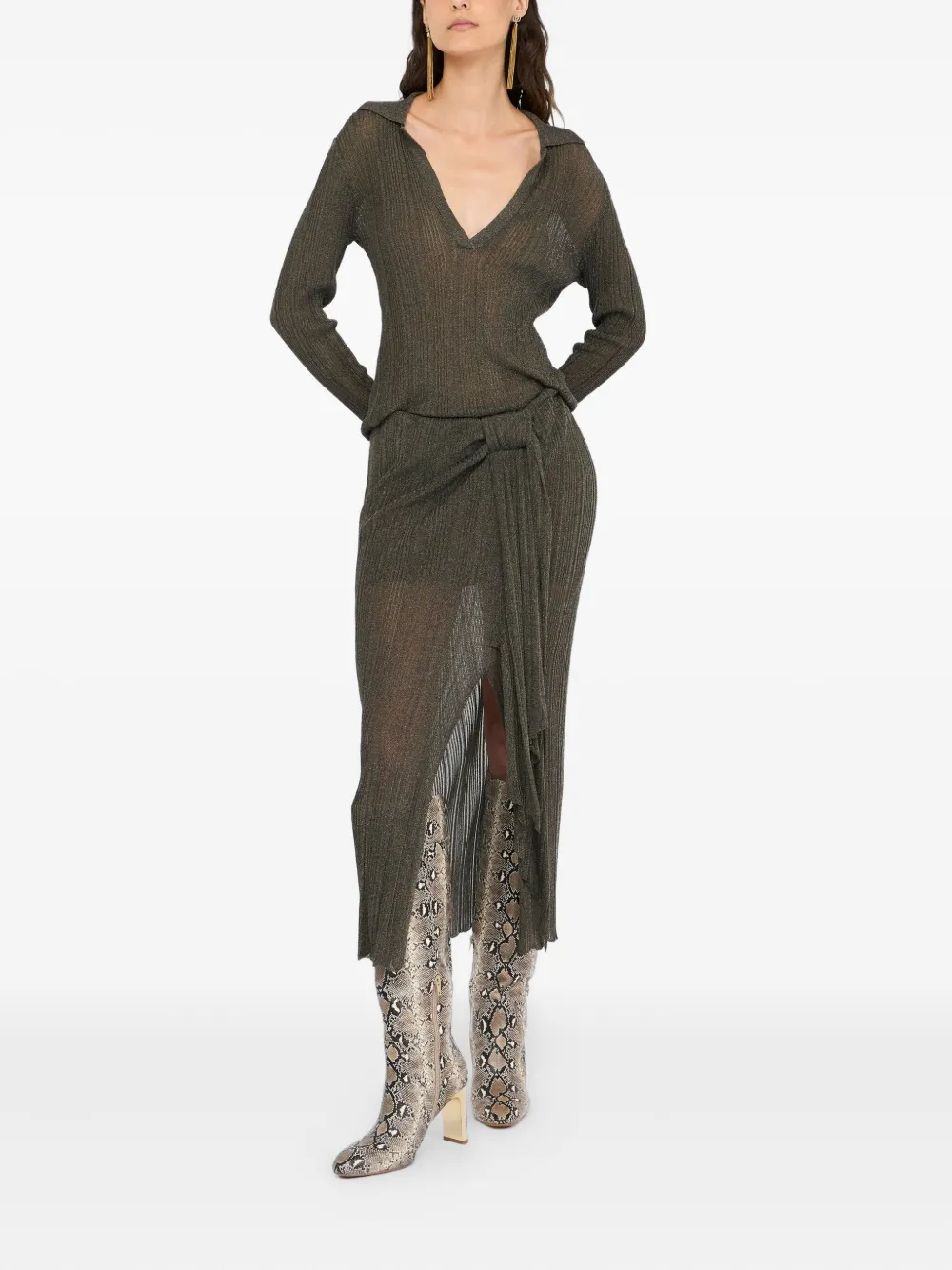 LIU JO Lurex knit skirt - Groen