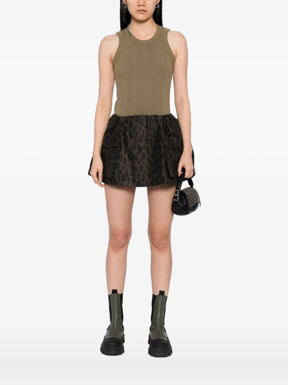 Sacai Pleated Vest In Green