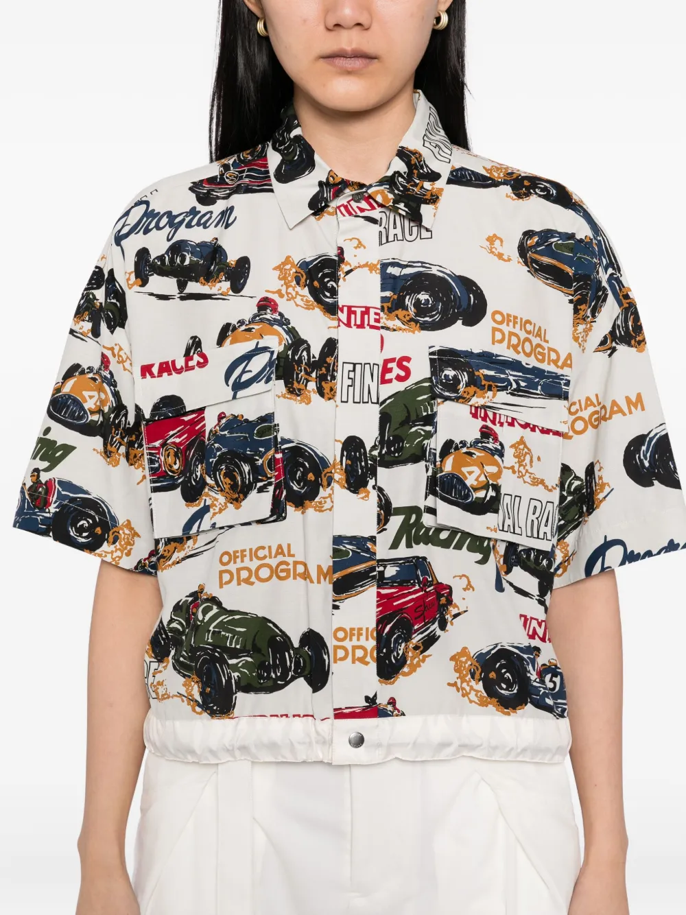 sacai Blouse met grafische print Wit