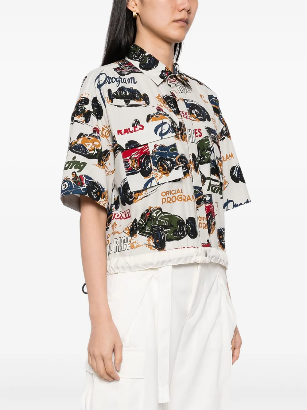 sacai Blouse met grafische print Wit