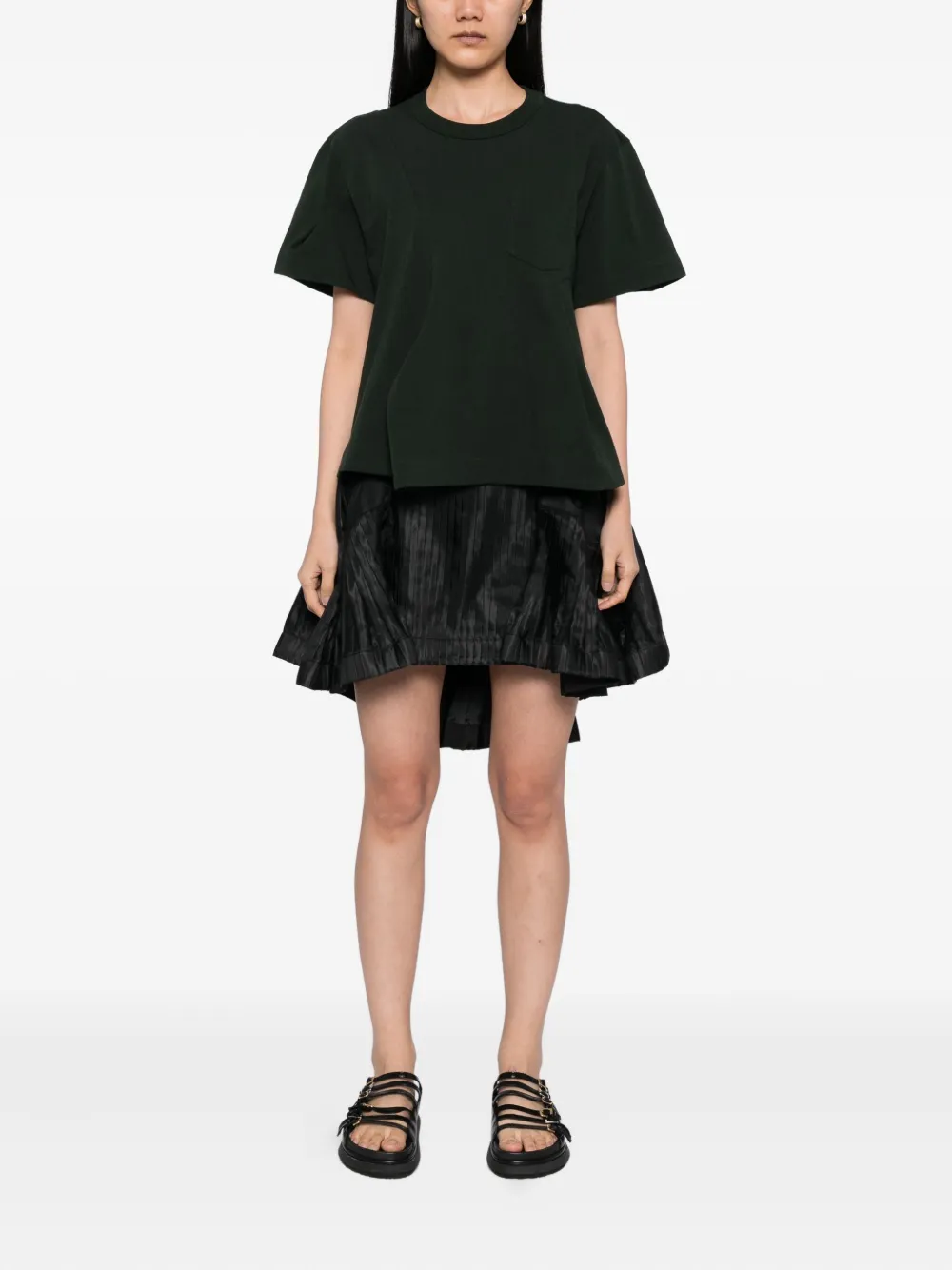 Sacai pleated twill skirt - Zwart