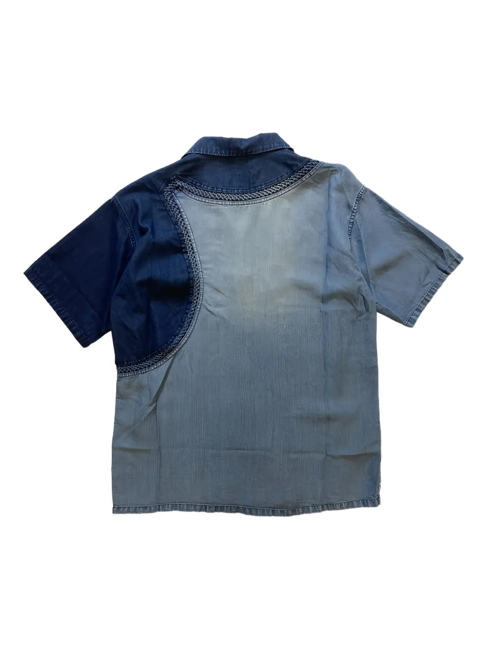 PONDER.ER Denim blouse met gehaakte afwerking - Blauw