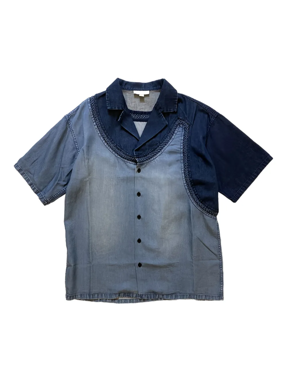 PONDER.ER crochet-trimmed denim shirt - Blu