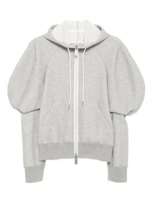 24AW新品 sacai レディース スポンジ スウェット ブルゾン パーカー sacai スポンジ スウェット × ナイロン ツイル フーディー