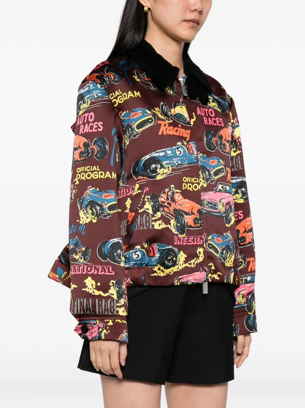 sacai Jack met tropische print Rood