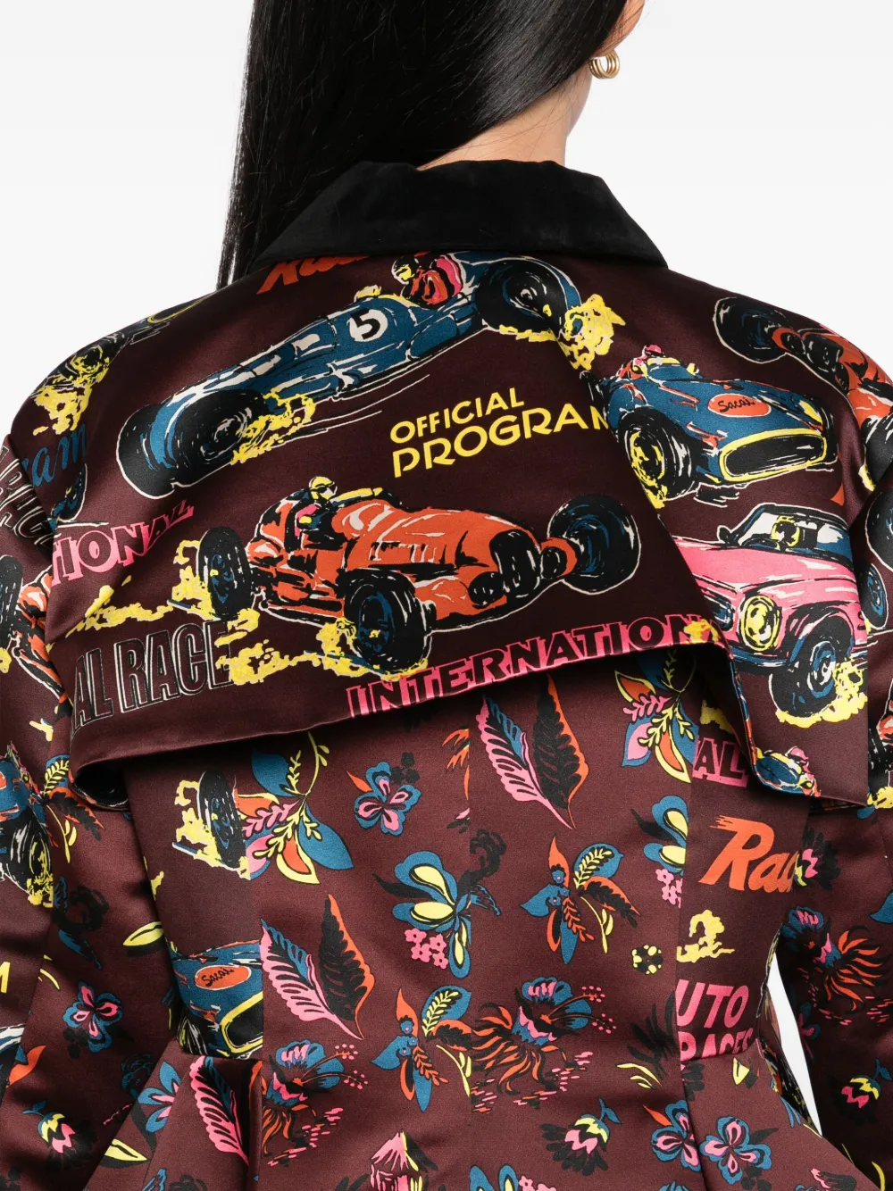 sacai Jack met tropische print Rood