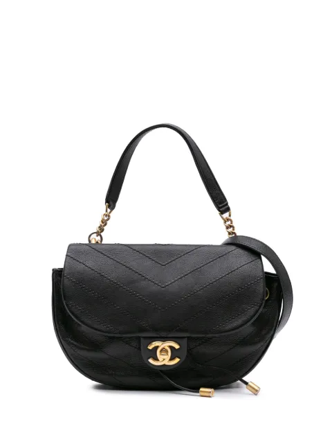 CHANEL Pre-Owned 2018 CC Chevron Lambskin Round Flap satchel