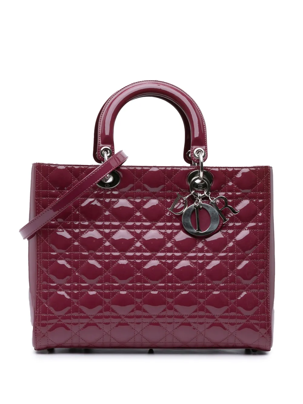 Christian Dior Pre-Owned 2012 Large Patent Cannage Lady Dior satchel - Christian Dior Pre-Owned 2012 Large Patent Cannage Lady Dior satchel -
