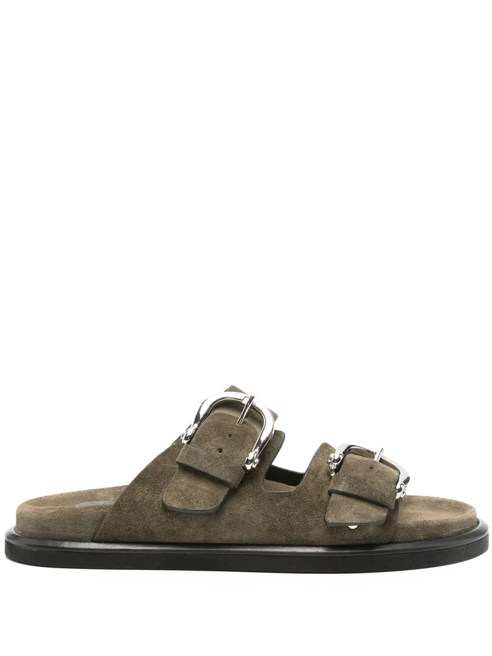P.A.R.O.S.H. double-buckle leather sandals Groen