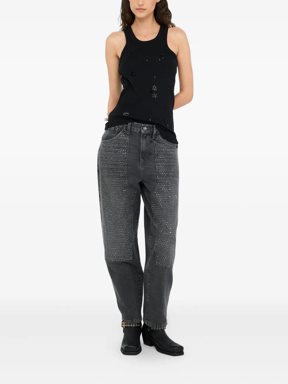 LIU JO Workwear jeans with gemstones - Grijs