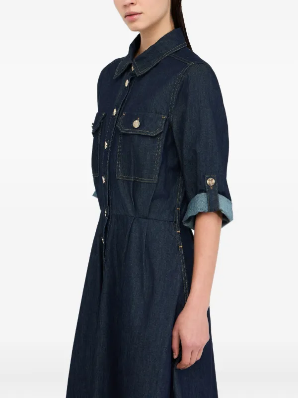 ★ドイツ発* *新作*Fittedデニムシャツドレス★ LIU JO デニム シャツドレス | ブルー | FARFETCH JP