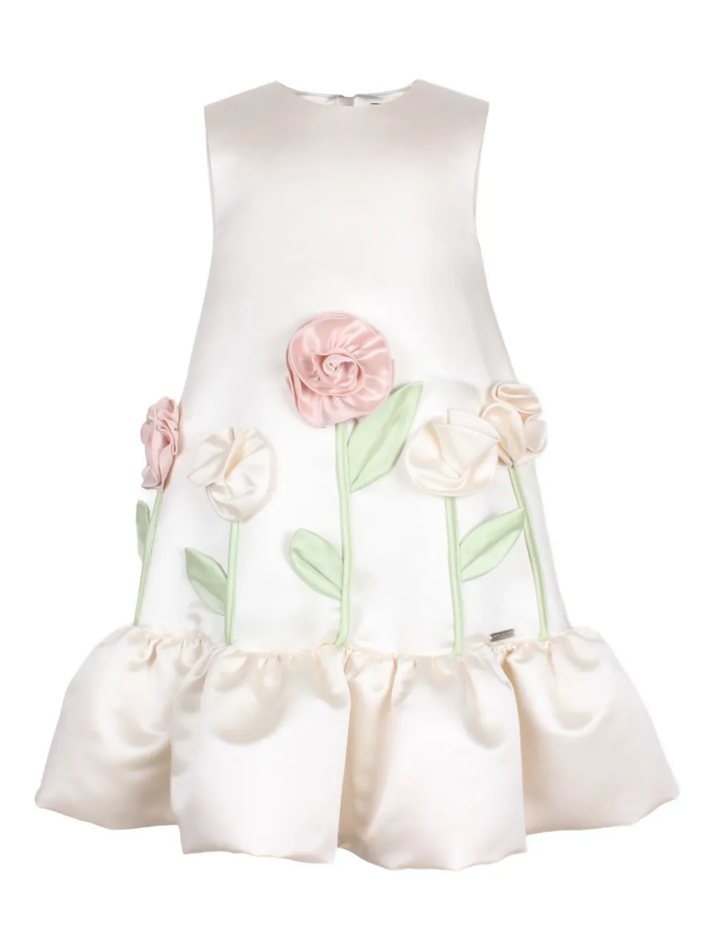 JESSIE AND JAMES KIDS floral-appliqué ruffled dress - ホワイト JESSIE AND JAMES KIDS floral-appliqué ruffled dress - ホワイト