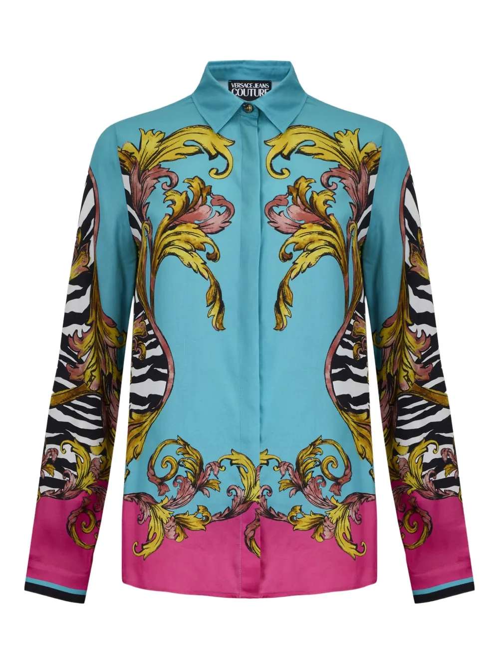 Versace Jeans Couture Button-up blouse met barokprint Blauw