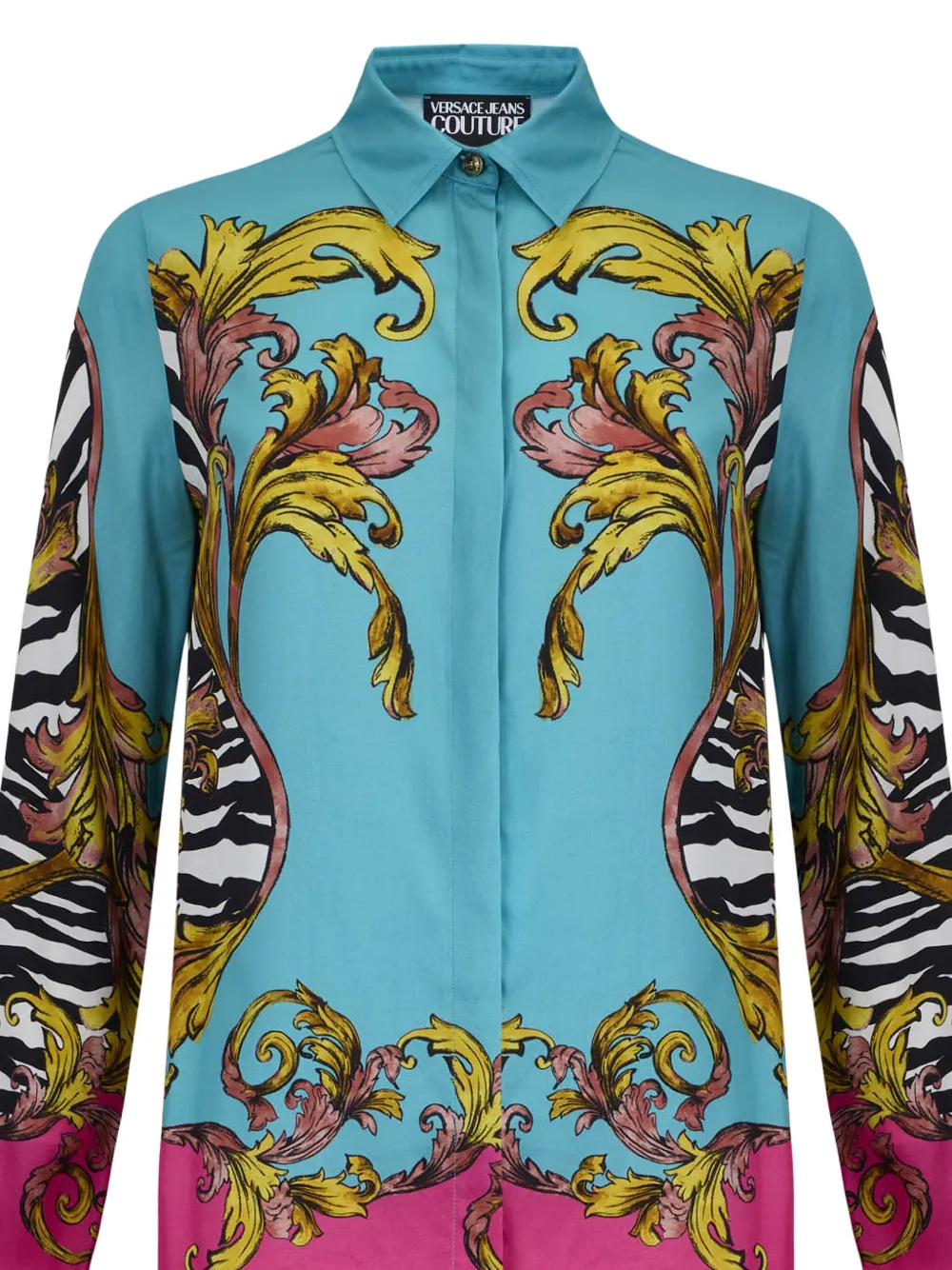 Versace Jeans Couture Button-up blouse met barokprint Blauw
