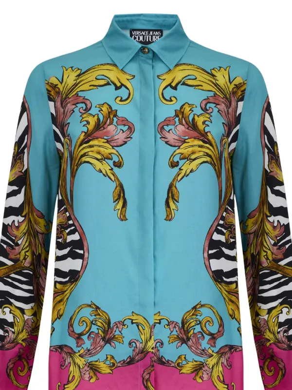 Versace Jeans Couture baroque-print button-up Shirt | Blue