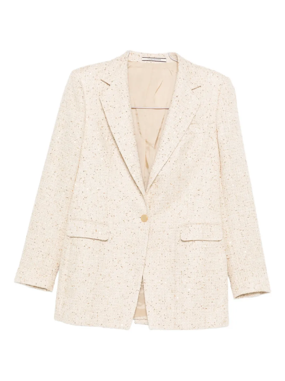 Tagliatore sequin-embellished tweed jacket Beige