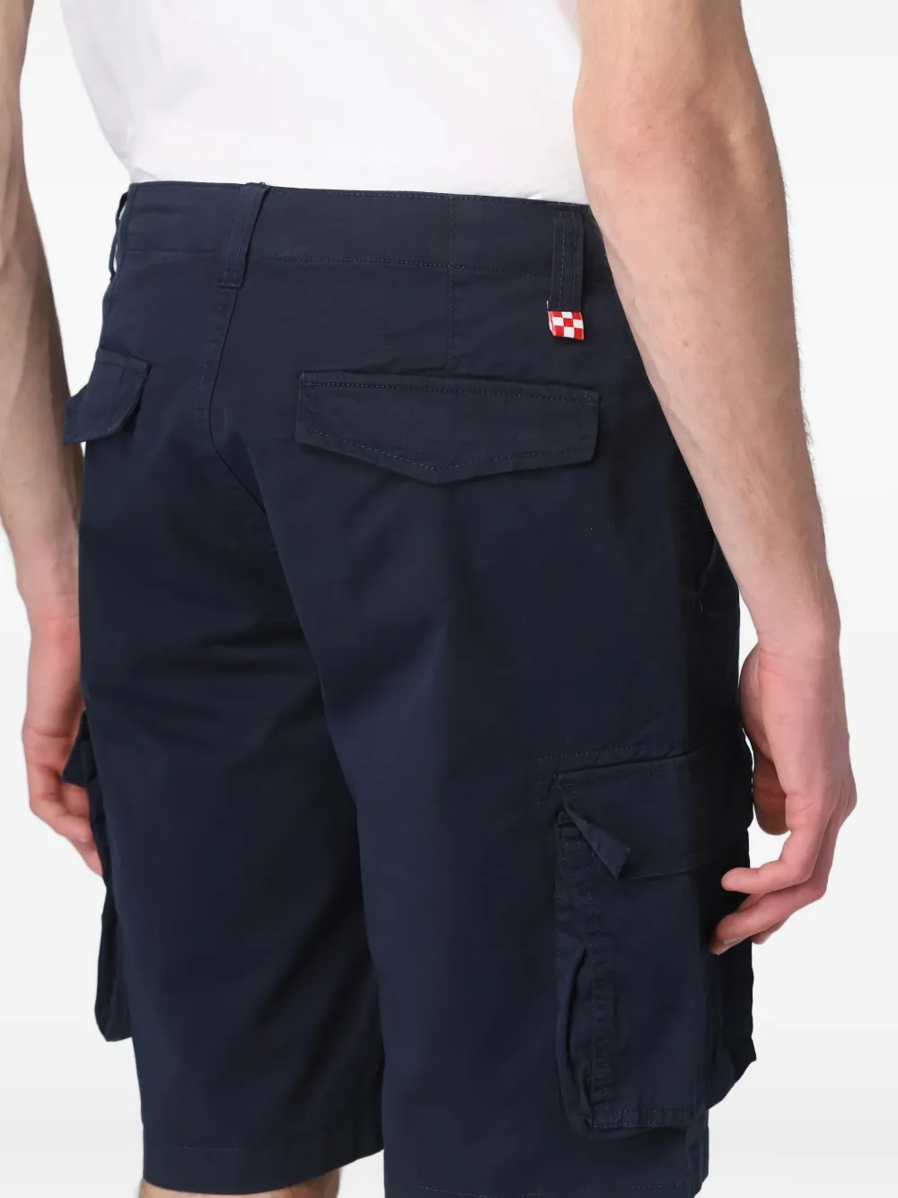 Mc2 Saint Barth Flat-front Belt-loops Cargo Shorts In Blue