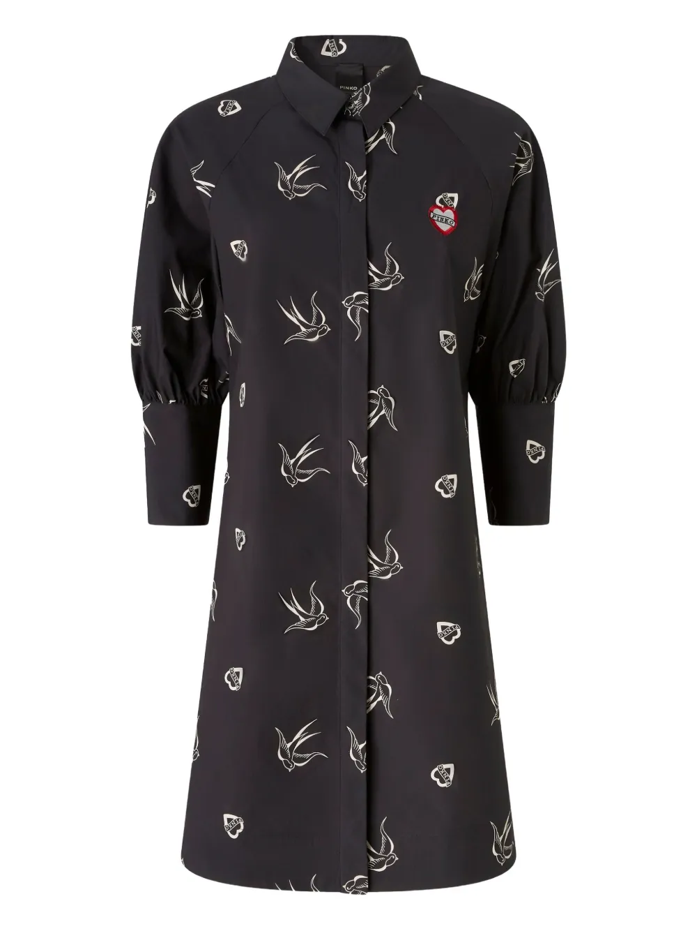 PINKO puff-sleeve shirt dress Zwart