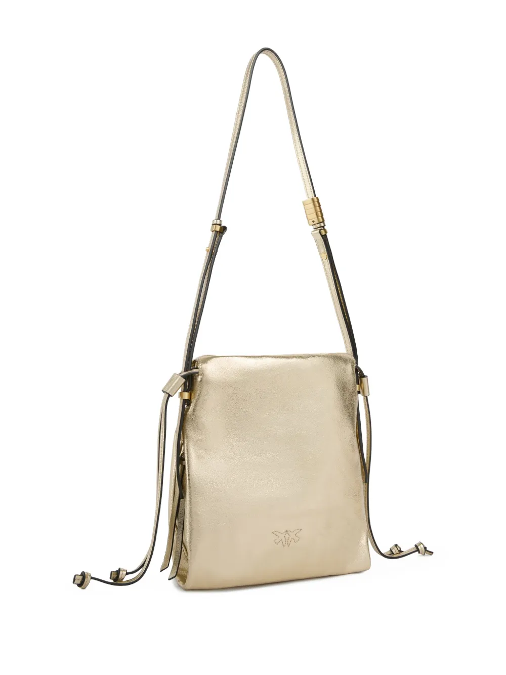 PINKO Love Birds leren schoudertas met logo - Geel
