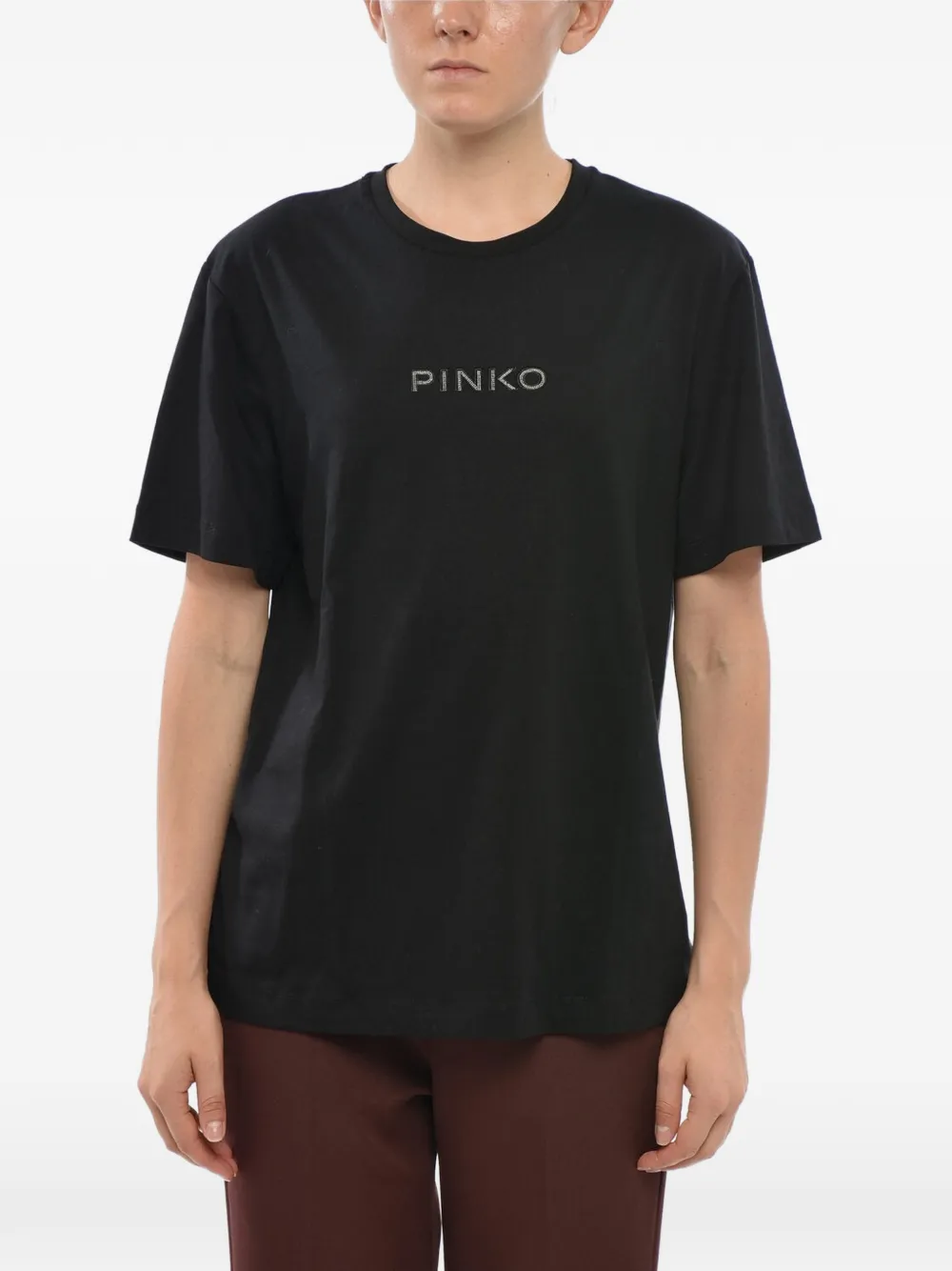 PINKO logo-detail crew-neck T-shirt - Nero