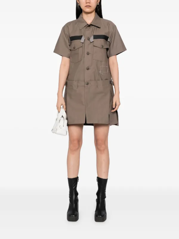 sacai シャツ　ドレス　トップス　ワンピース22-06035 Sacai シャツドレス | ブラウン | FARFETCH JP