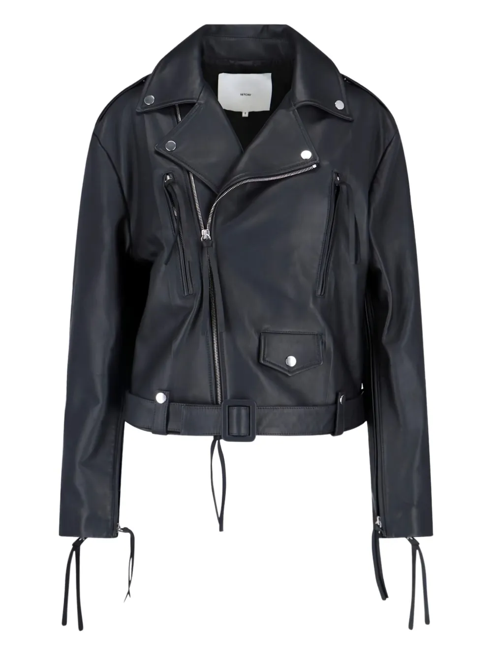 Setchu leather biker jacket | Black | Image 1