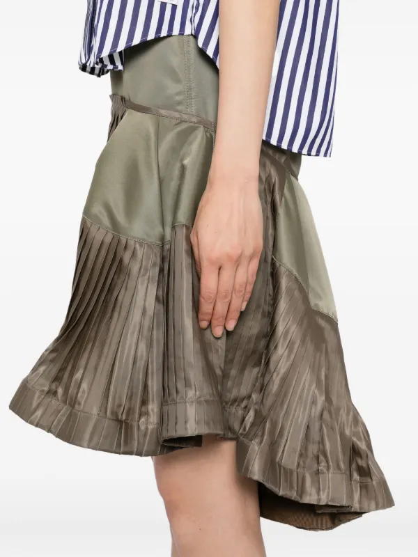 sacai ドッキングプリーツスカート 22-05991 グリーン系チェック柄 sacai ドッキングプリーツスカート 22-05991 グリーン系チェック柄