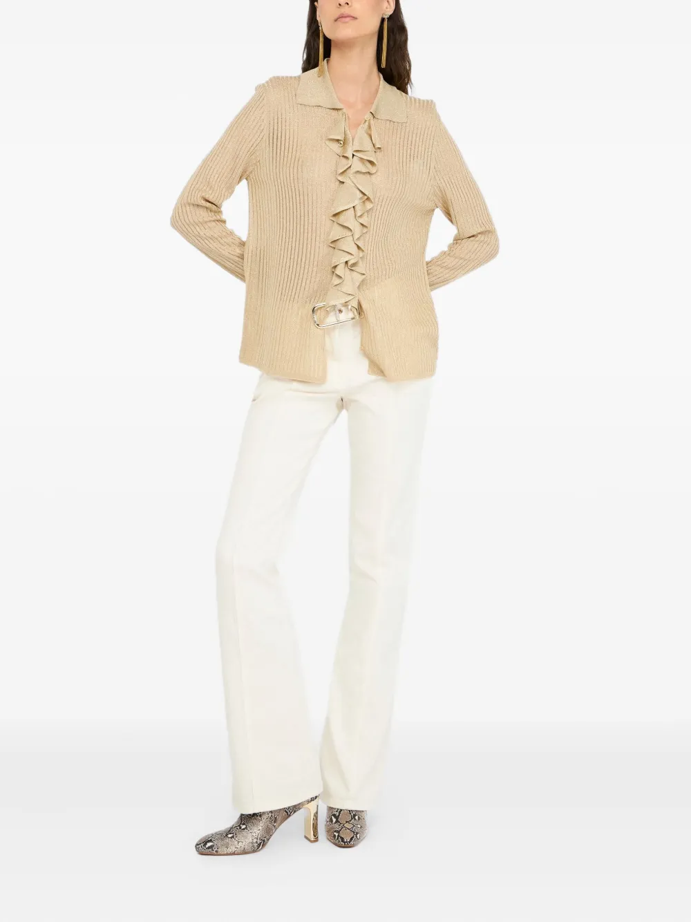 LIU JO Flared cotton bull trousers - Wit