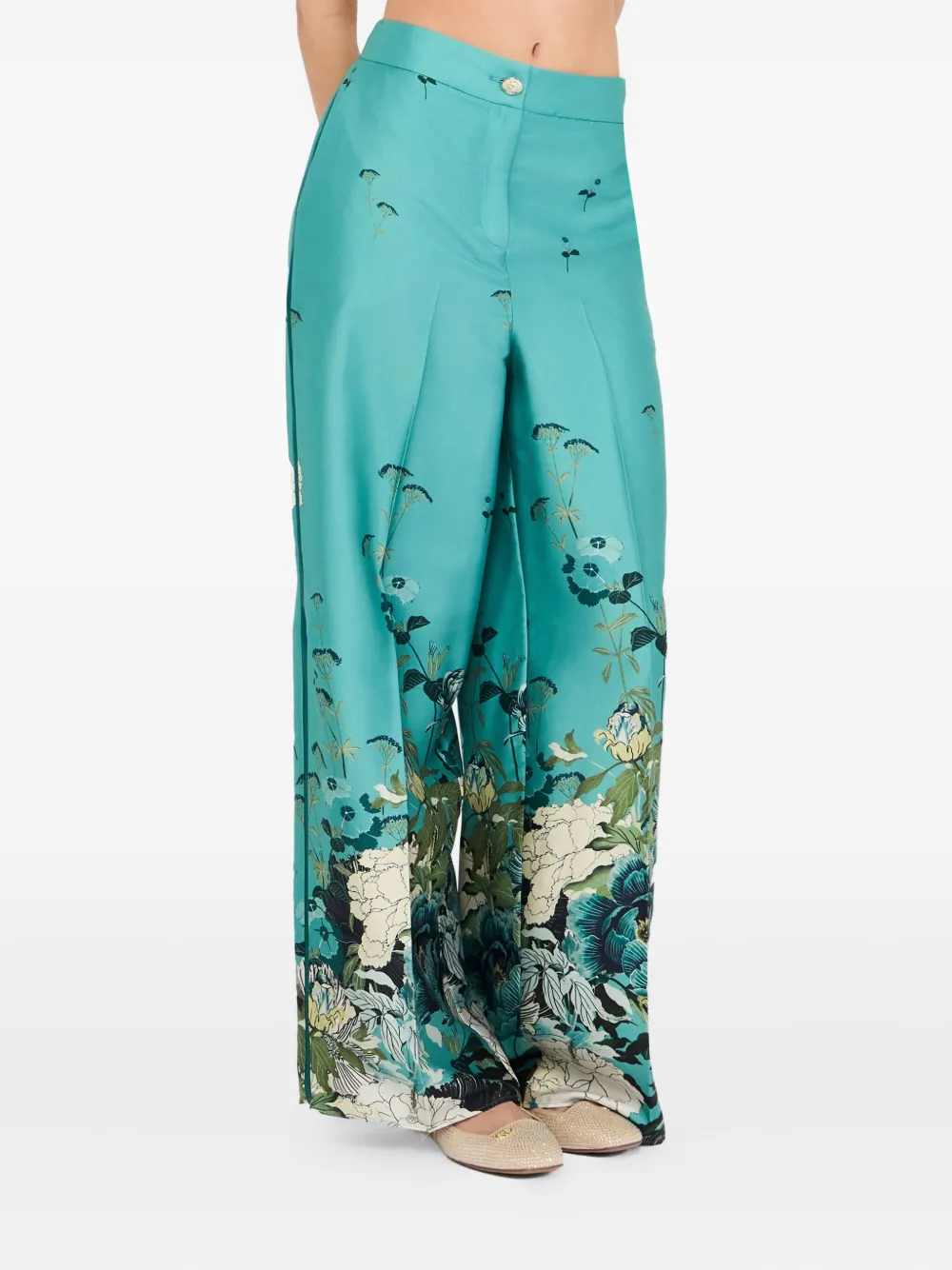 LIU JO Printed twill trousers - Groen