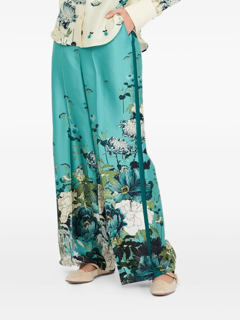 LIU JO floral-print trousers | Green | Image 1